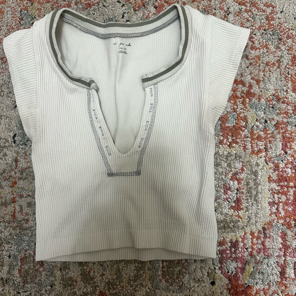 Urban Outfitters Cream Ribbed Crop Top
